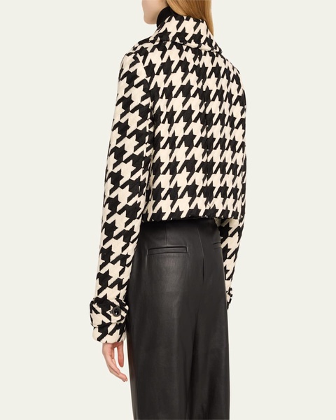 Ally Double-Breasted Cropped Houndstooth Jacket