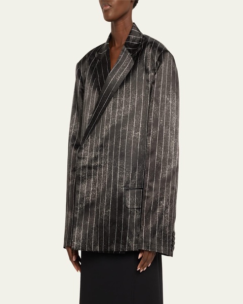 Pinstripe Satin Oversized Tailored Jacket