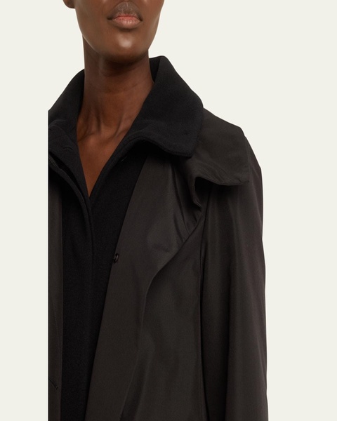 Straight Silk Wool Cashmere Double Coat