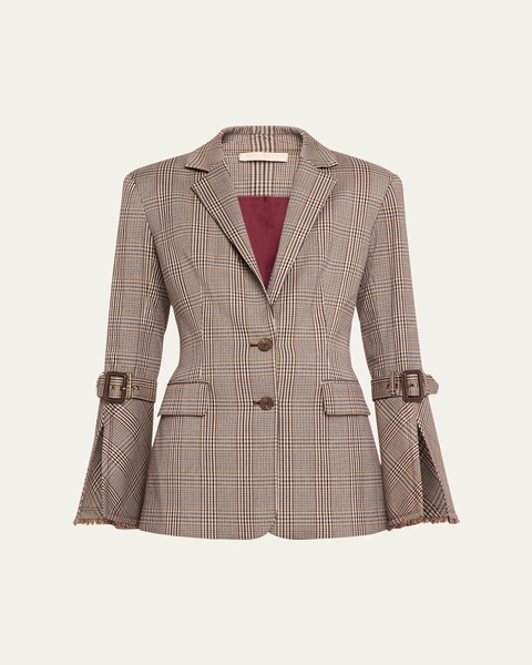 Loretta Single-Breasted Plaid Blazer