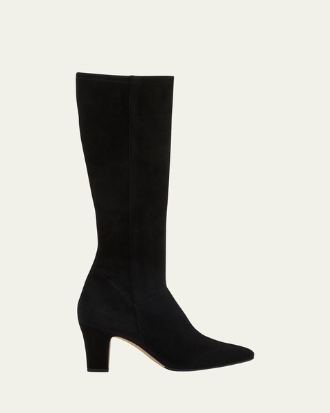 Pitana Suede Block-Heel Knee Boots