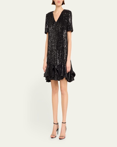 Sequin Flounce Ruffle Mini Dress