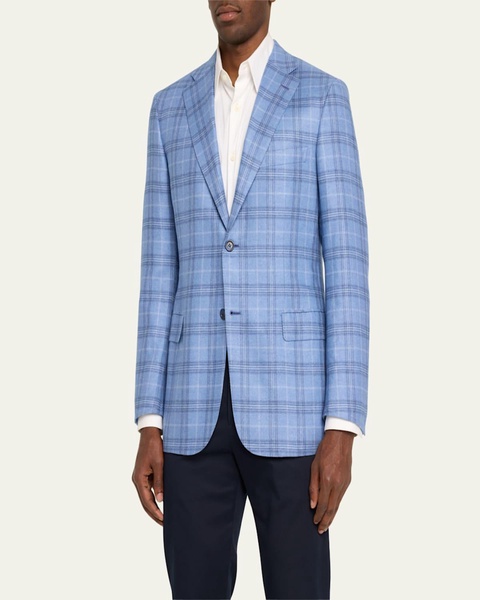 Men's Silk-Cashmere Plaid Sport Coat