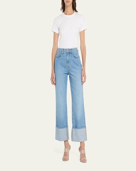 Dylan High Rise Straight Cuffed Jeans