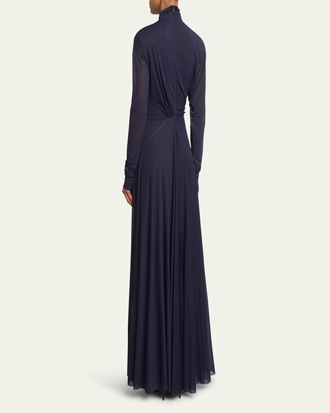 Long-Sleeve Draped Jersey Gown