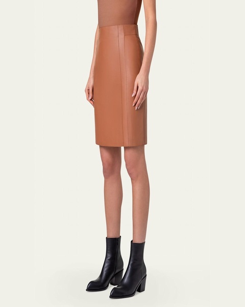 Lambskin Leather Short Pencil Skirt