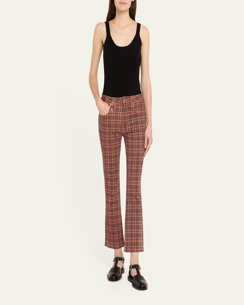 Plaid Kick-Flare Jeans