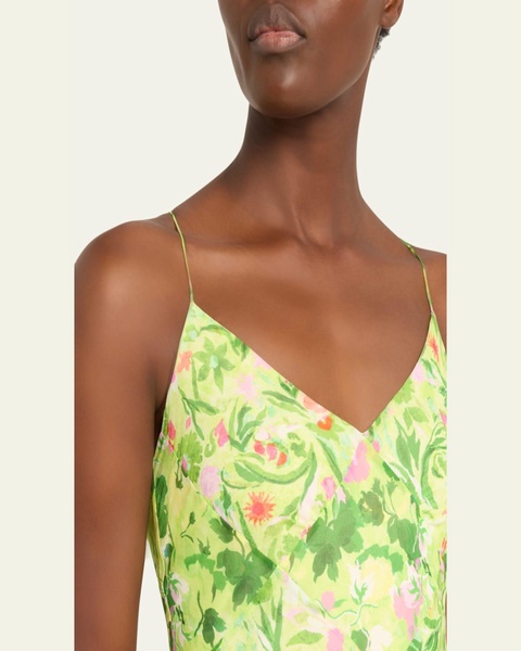 Cameron Crisscross-Back Floral Silk Midi Dress