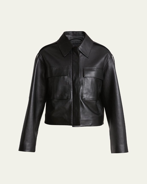 Dylan Wide Glossy Leather Jacket