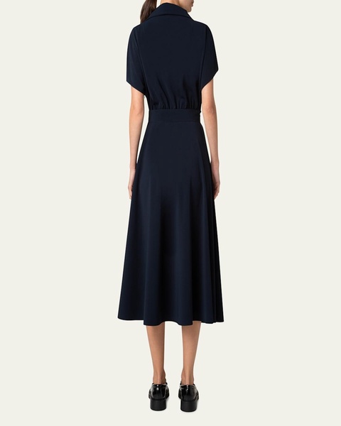 Belted Snap Button Midi Dress