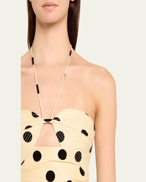 Well Thought Polka Dot Halter Crop Top