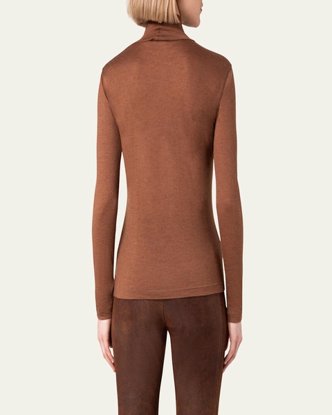 Cashmere-Silk Mock-Neck Long-Sleeve Top