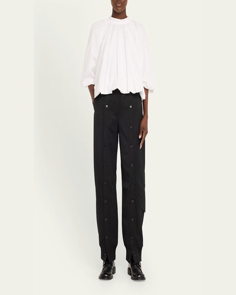 Front Button Placket Wool Trousers