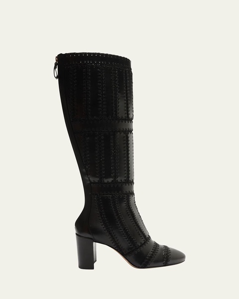 Regina Patchwork Knee-High Combat Boots