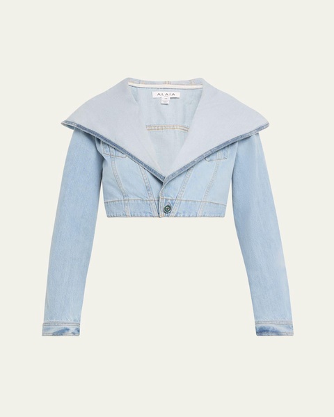 Hooded Denim Jacket with Cinched Waist