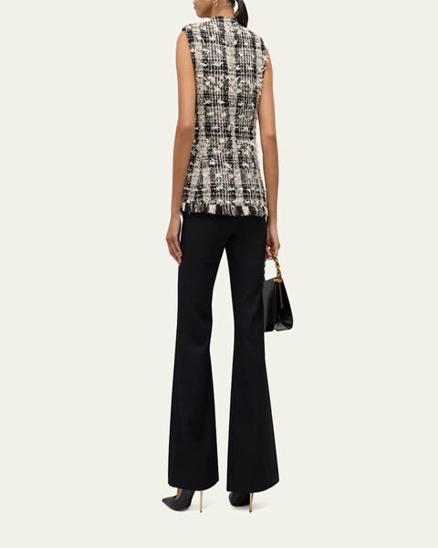 Danni Chain-Embellished Frayed Tweed Vest