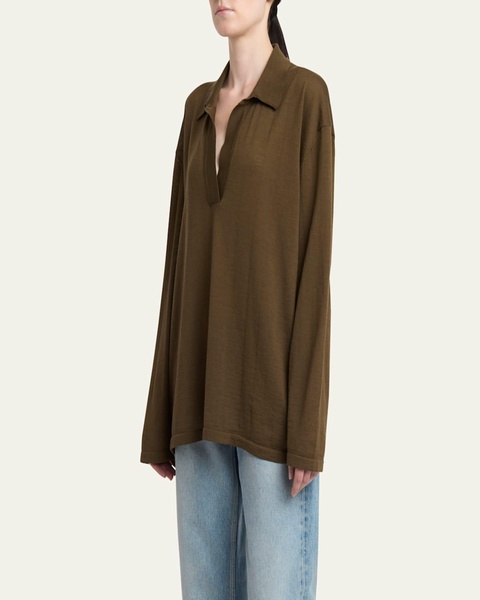 Aurelio Oversized Wool Polo Top