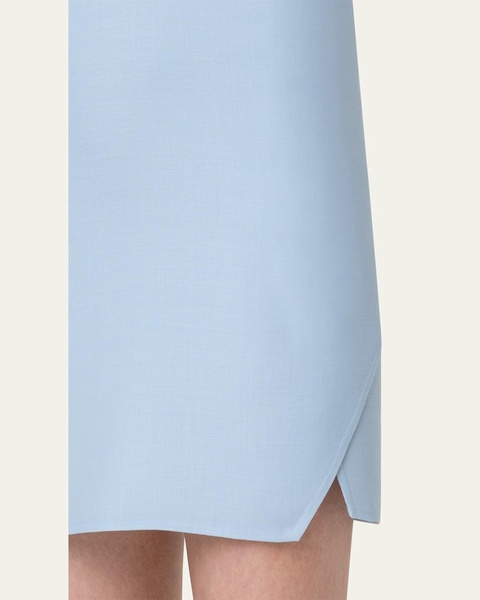 Cotton Short Skirt with Trapezoid Slit Detail