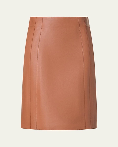 Lambskin Leather Short Pencil Skirt