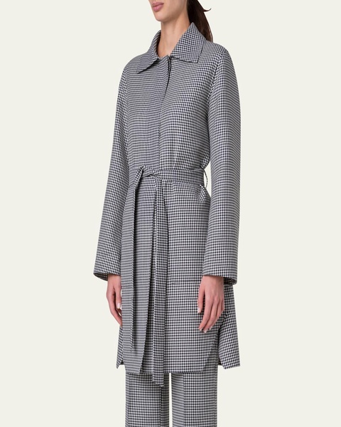 Vito Short Wool Belted Vichy Coat