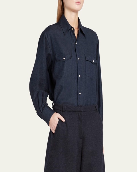 Thomas Snap Button Denim Blouse