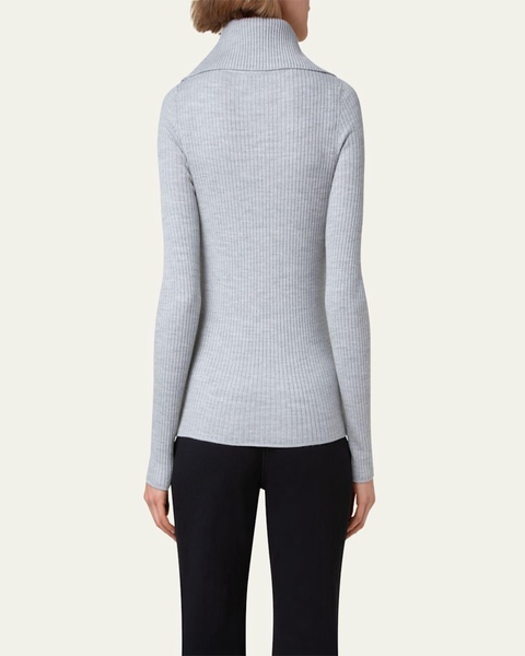 Half-Zip Rib Knit Fitted Sweater