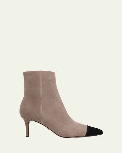 Lisa Suede Cap-Toe Booties