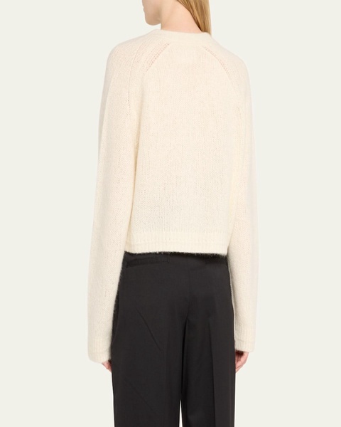 Cape-Sleeve Cashmere Crop Cardigan