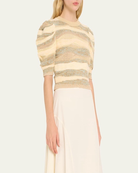 Odie Puff-Sleeve Cotton-Blend Knit Top