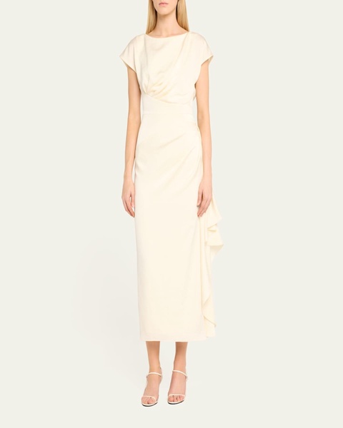 Florence Draped Short-Sleeve Midi Dress