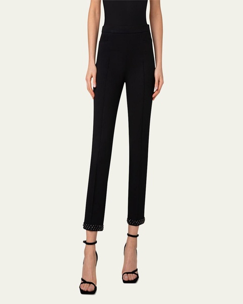 Franca Diamond Studded Cuff Jersey Pants