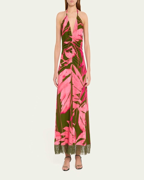 Shelter Island Halter Fringe-Hem Midi Dress