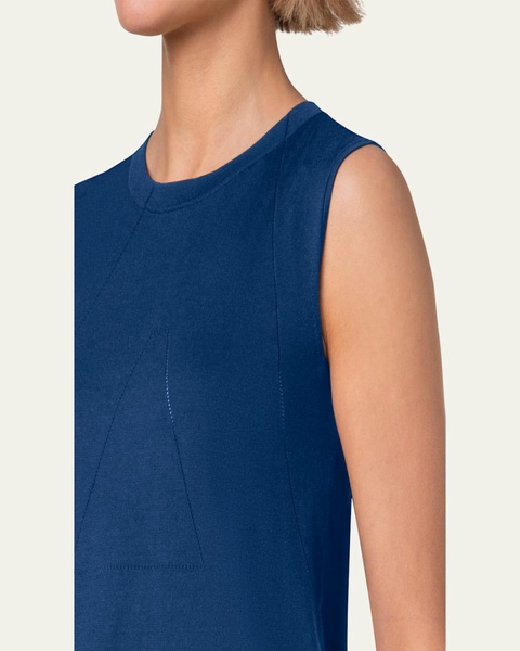 A-Hemstitch Sleeveless Cotton Knit Top