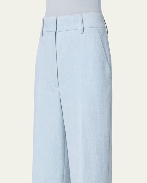 Flora Denim Cropped Wide-Leg Pants