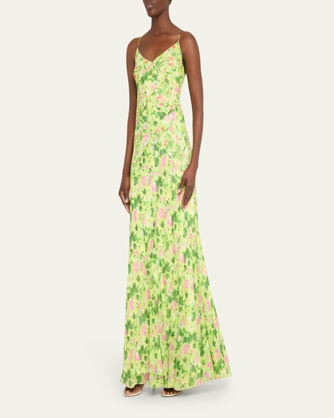 Cameron Crisscross-Back Floral Silk Midi Dress