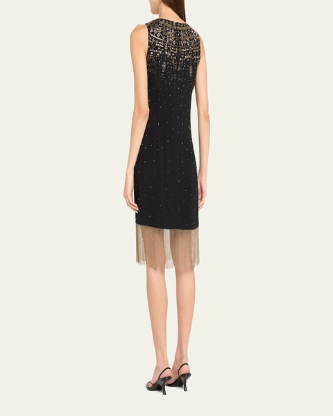 Brett Beaded Fringe-Hem Dress