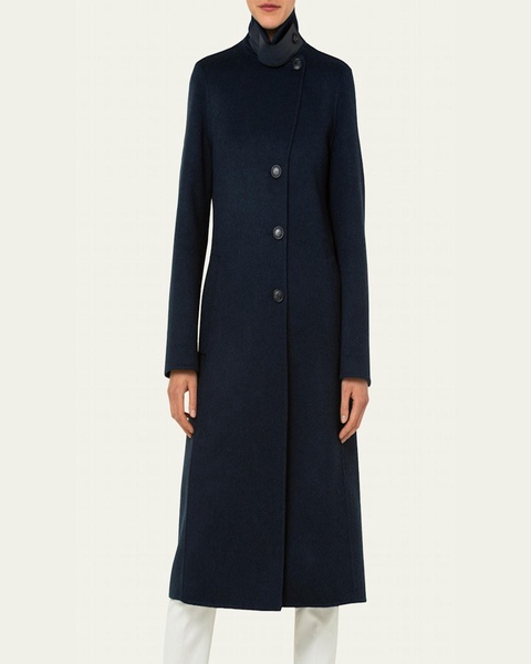 Cashmere Double-Face Coat w/ Leather Strap