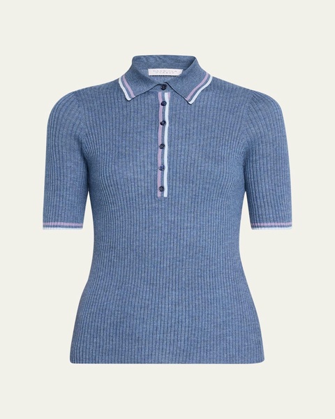 Perro Ribbed Cashmere Polo Top