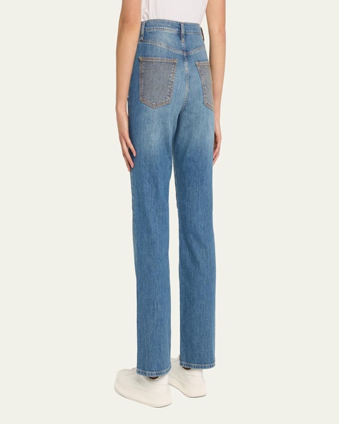 Ms. Triarchy High Rise Straight-Leg Patch Jeans