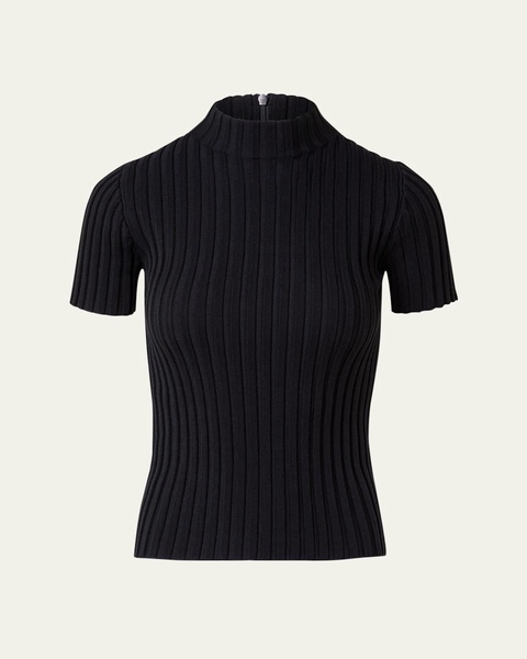 Merino Wool Ribbed Knit Top