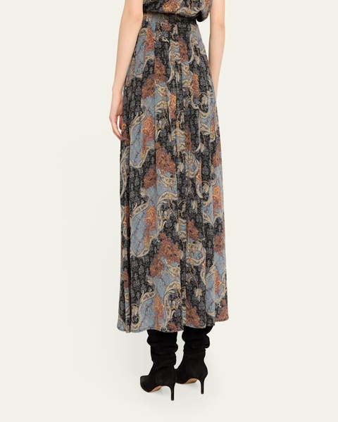 Vanna Gathered Silk Maxi Skirt