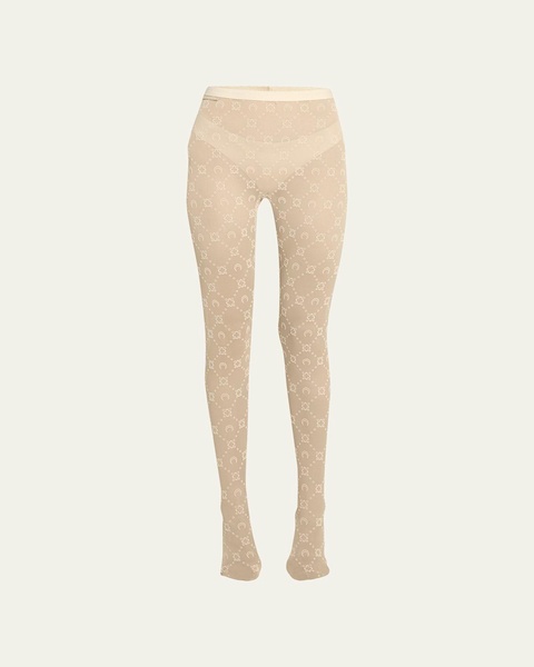 Sheer Flocked Monogram Tights