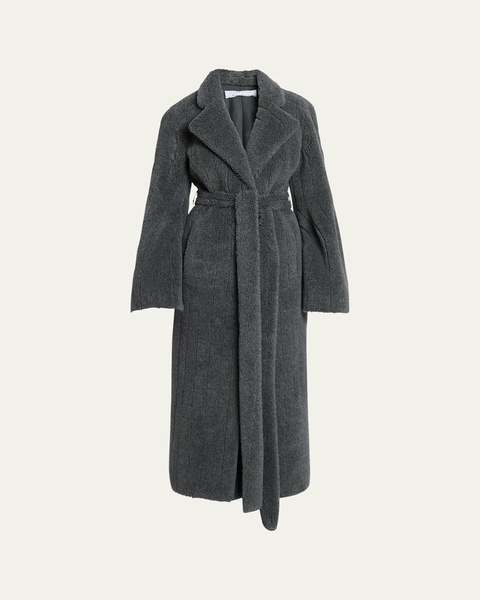 Barring Plush Wool-Blend Coat