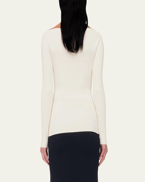 Cutout Compact Knit Long-Sleeve Top