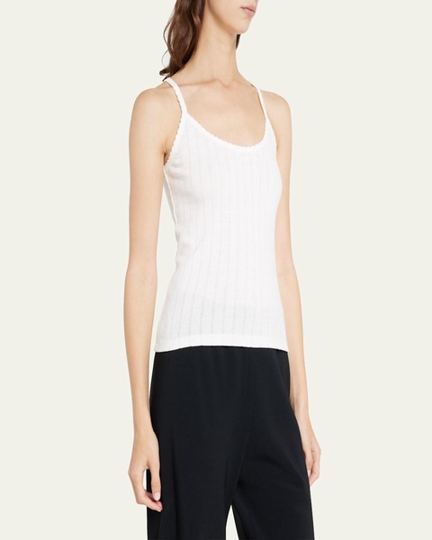 Cotton Pointelle Scalloped Tank Top