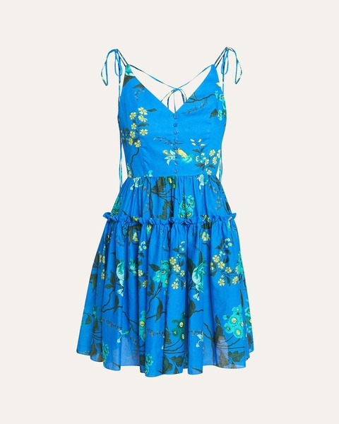 Floral-Print Tie-Straps Tiered Sleeveless Dress