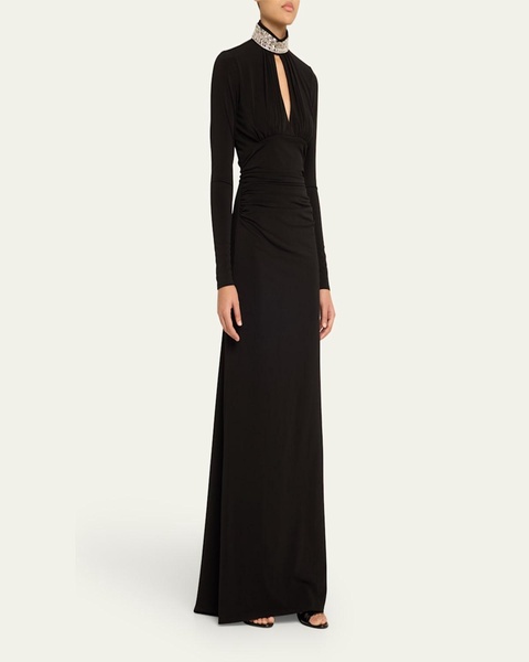 Kimbra Embellished Long-Sleeve Gown