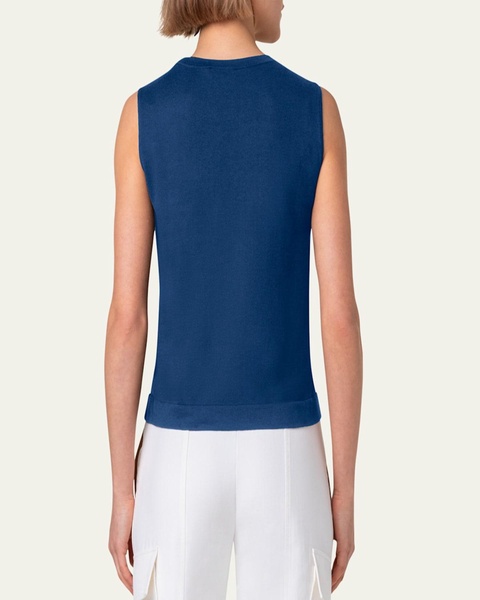 A-Hemstitch Sleeveless Cotton Knit Top