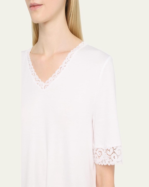 Moments Short Sleeve Lace Cotton Nightgown