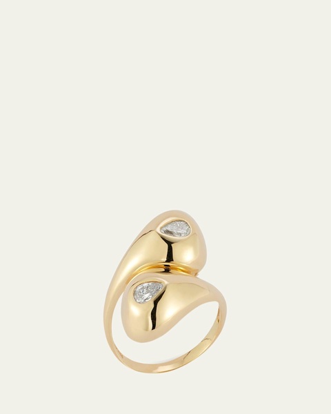 14K Twin Water Droplet Ring